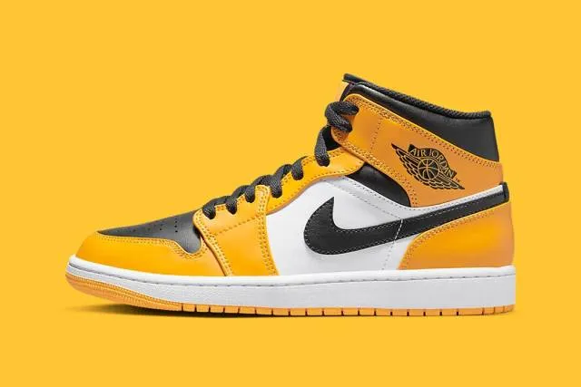 Nike Air Jordan 1 Mid TAXI Black White Yellow BasketBall...