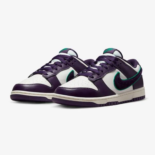 Nike dunk low (chenille swoosh sail grand purple/ sail white/ neptune green) men us 8-13 dq7683-100