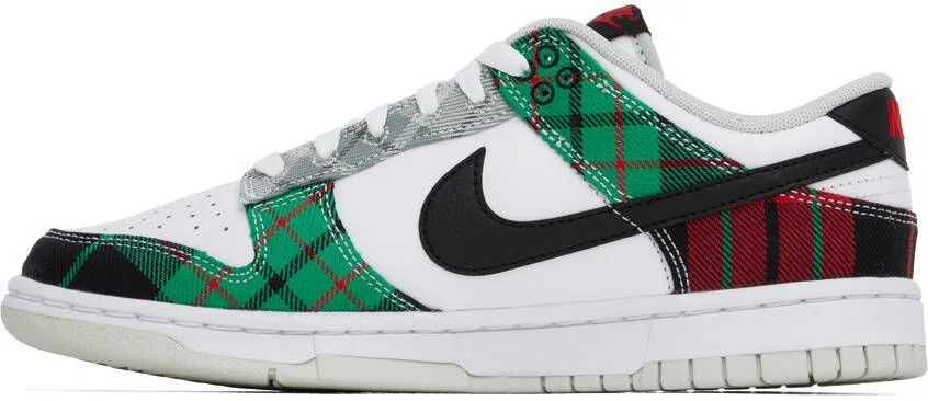 Nike White & Green Dunk Low Sneakers