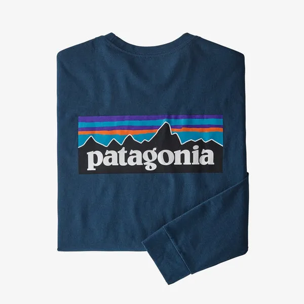 Patagonia LS P-6 Logo Responsibili T-Shirt - Crater Blue