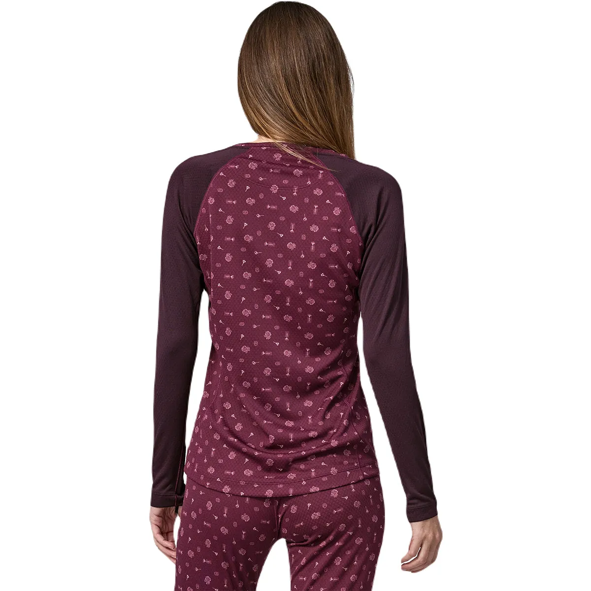 Patagonia Women's Fire Floral-Night Plum Capilene Midweight Crew