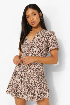 Petite Leopard Wrap Dress