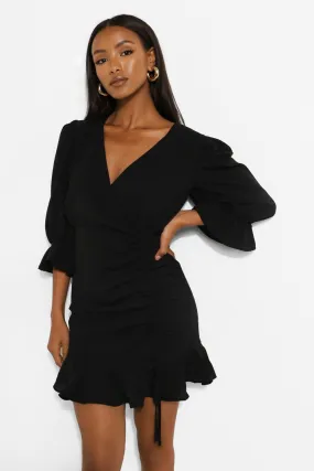 Petite Ruched Wrap Dress