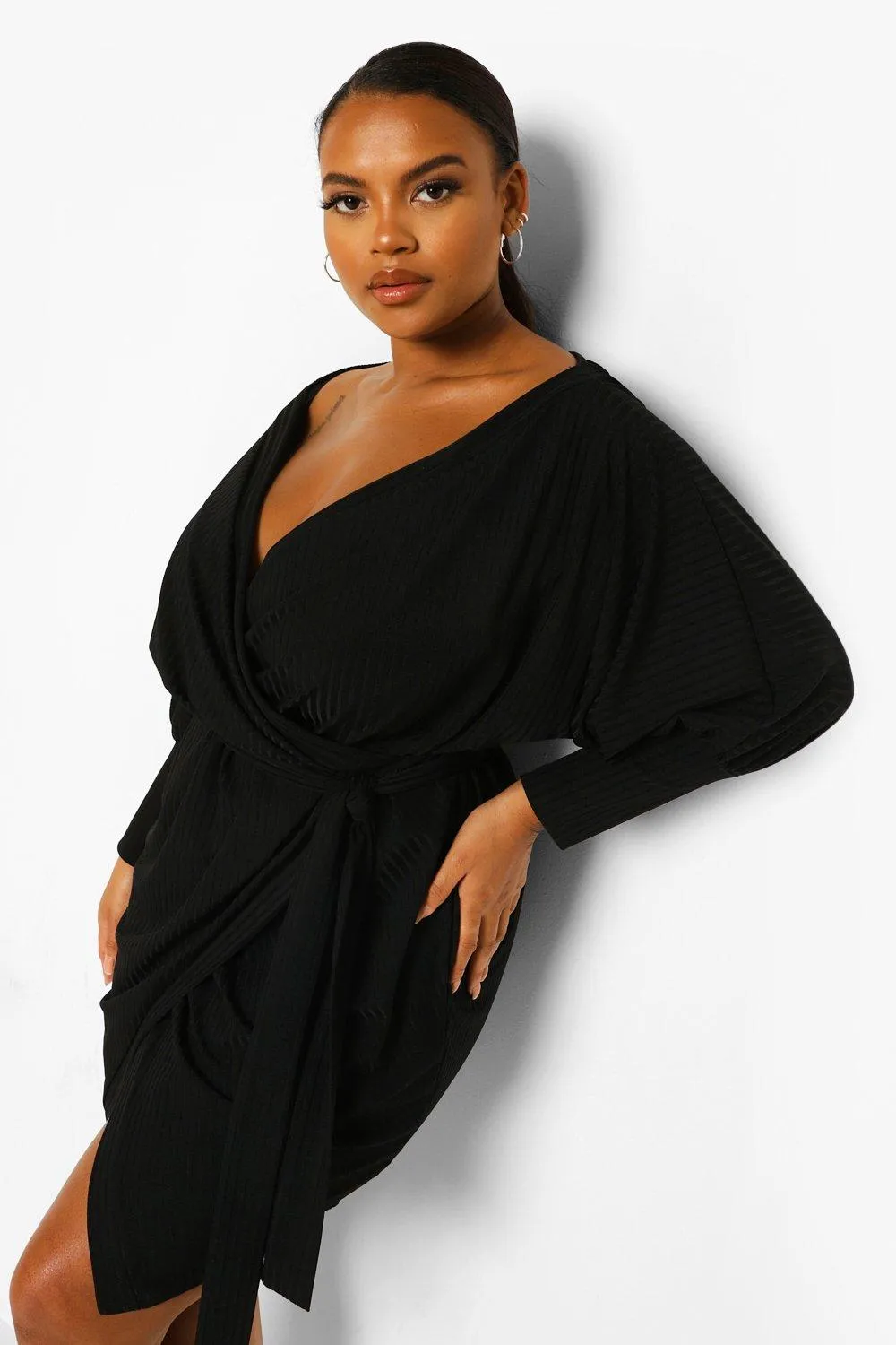 Plus Jumbo Rib Wrap Dress