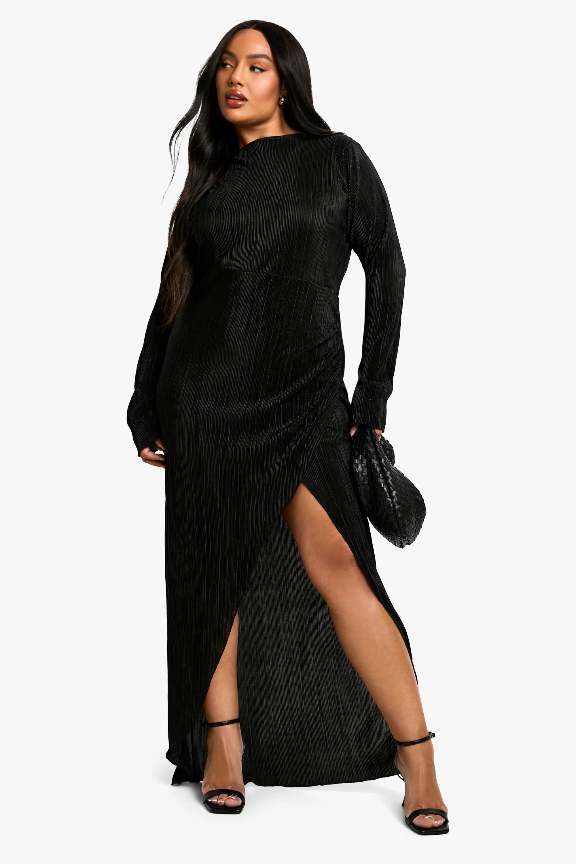 Plus Plisse Pleated Wrap Maxi Dress