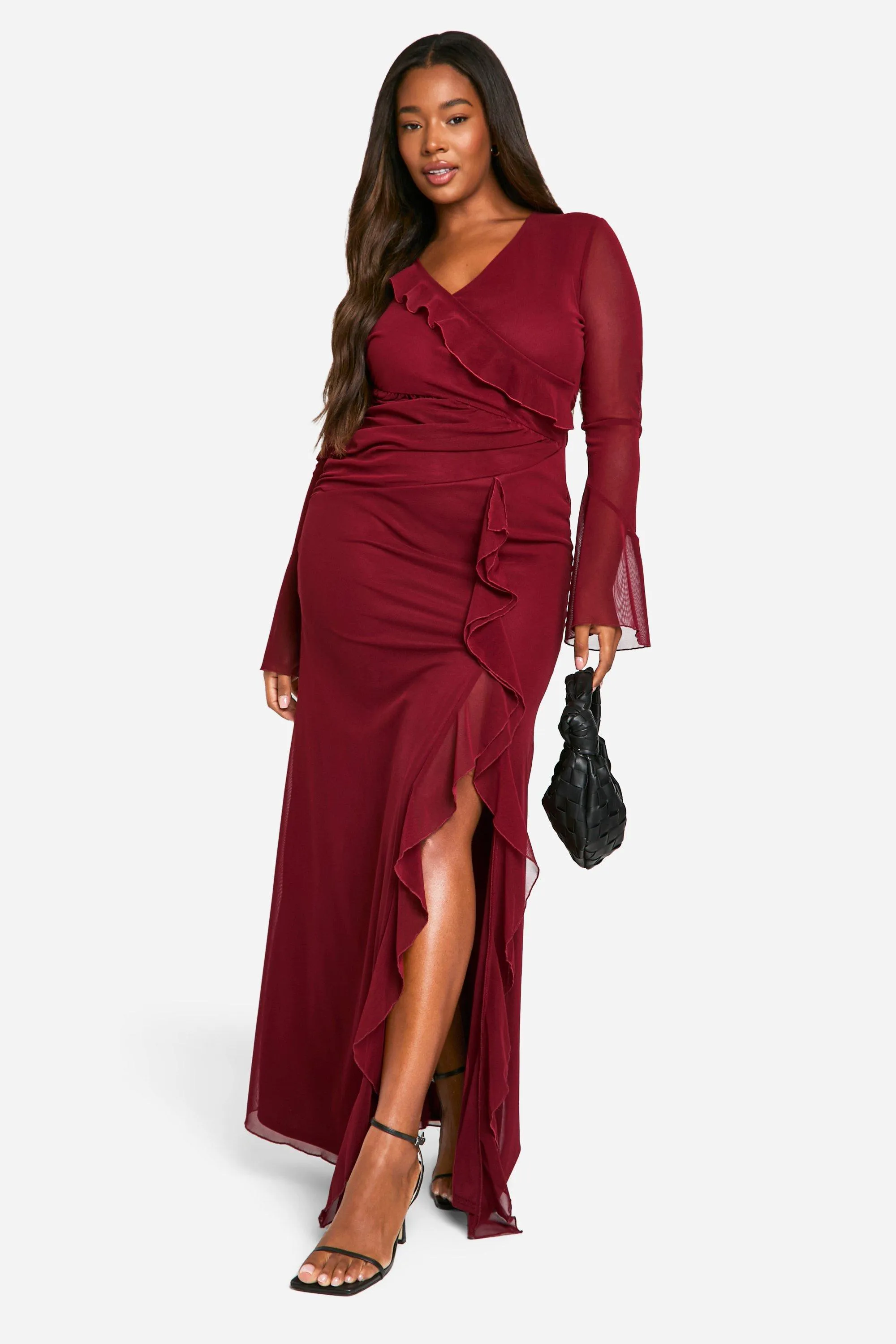 Plus Ruffle Wrap Detail Maxi Dress