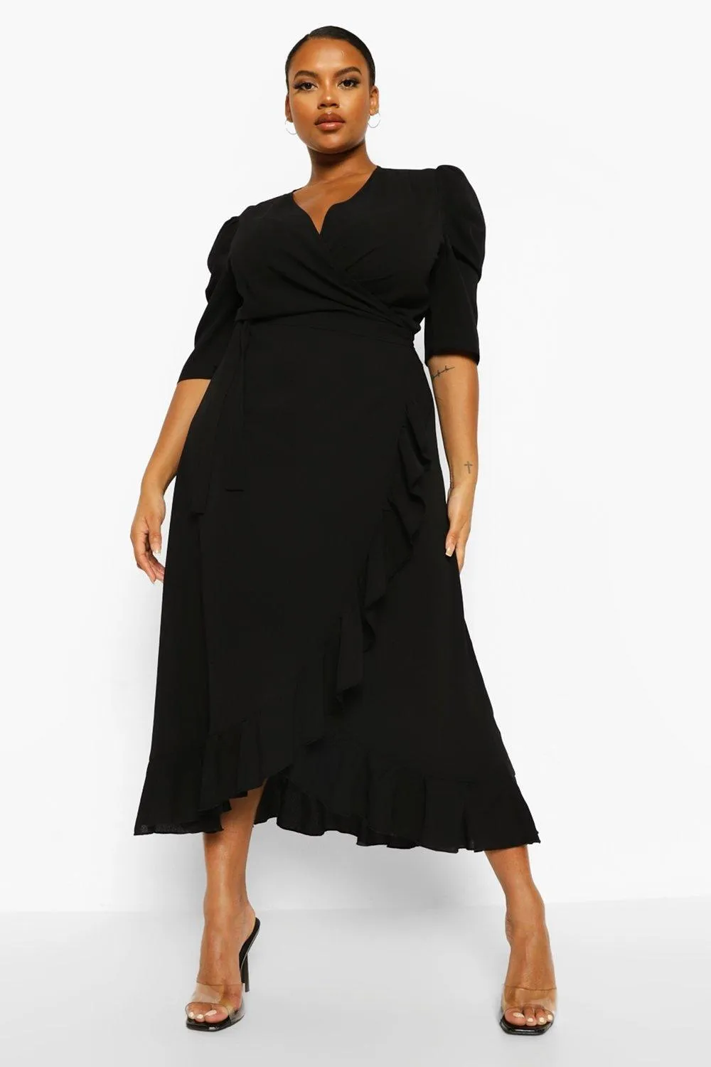 Plus Ruffle Wrap Maxi Dress