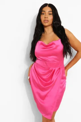 Plus Satin Wrap Dress