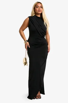 Plus Slinky Wrap Detail Maxi Dress