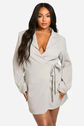 Plus Woven Tailored Wrap Dress