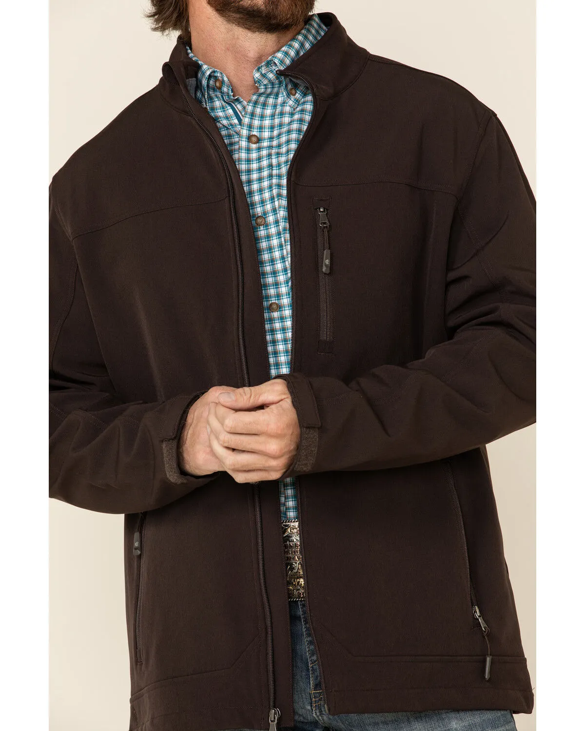 Product Name:  Cody James Men's Brown Steamboat Softshell Bonded Zip Front Jacket