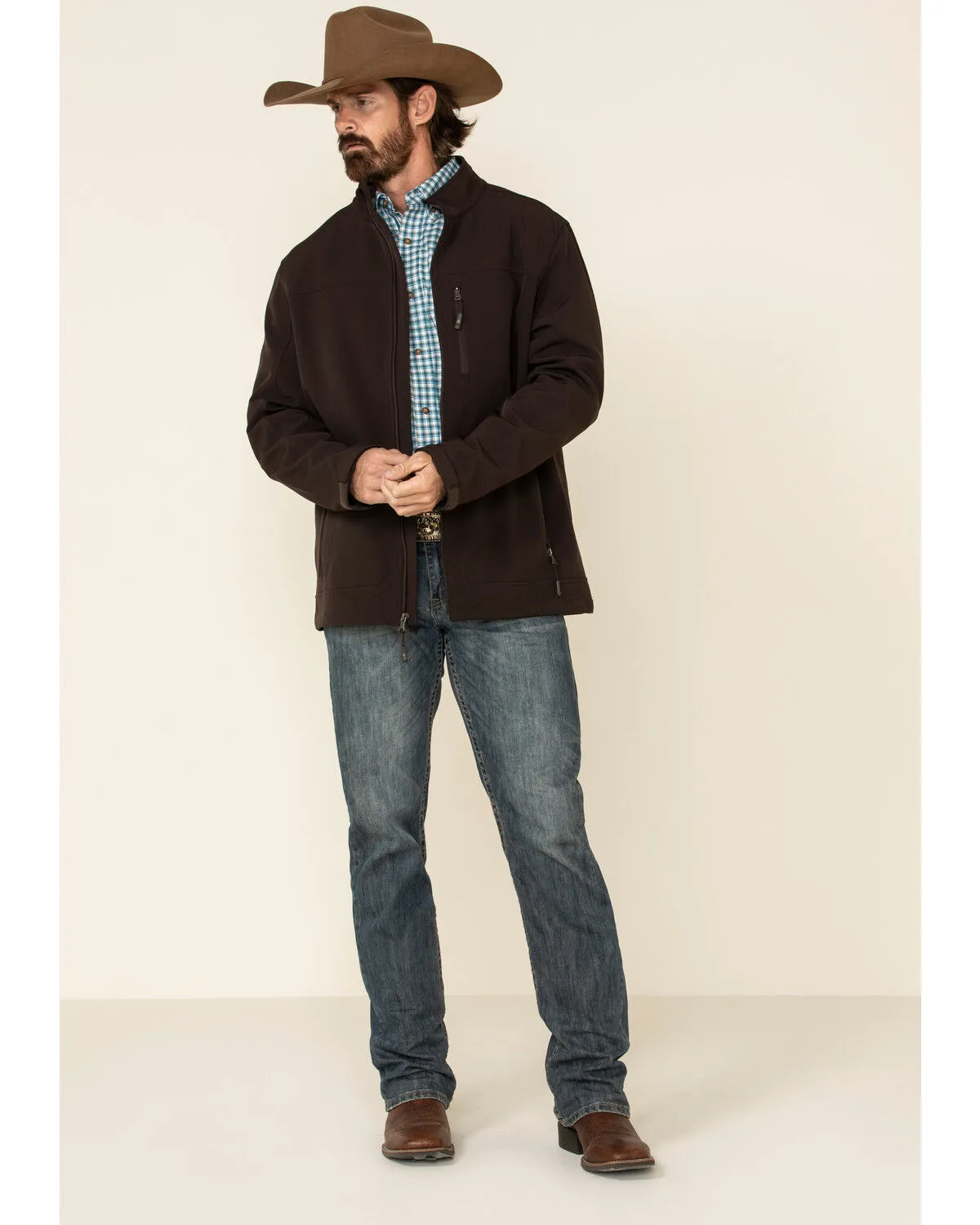 Product Name:  Cody James Men's Brown Steamboat Softshell Bonded Zip Front Jacket