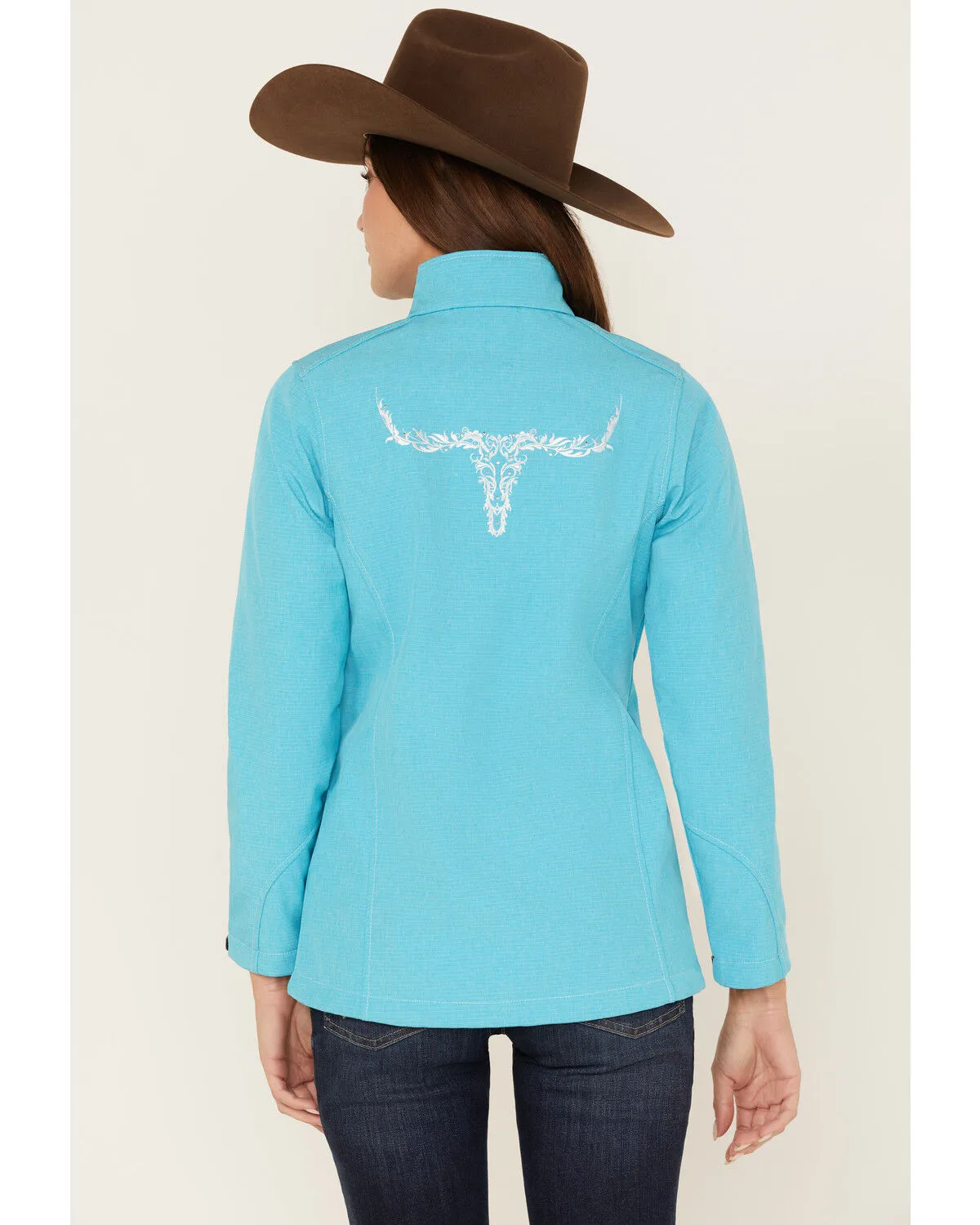 Product Name:  Cowgirl Hardware Women's Embroidered Steer Head Emblem Softshell Jacket