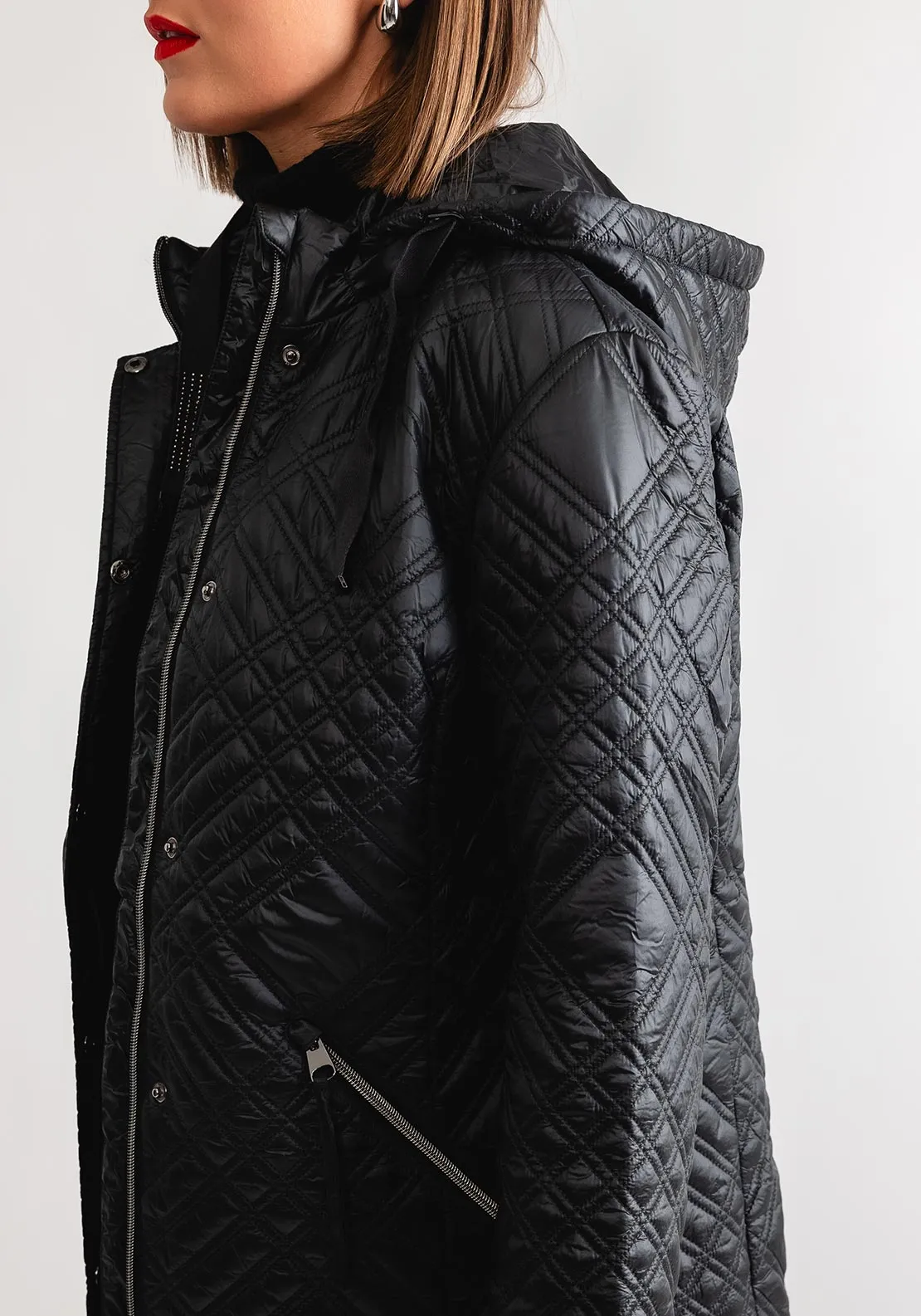 Rabe Quilted Lightweight Hooded Jacket, Black