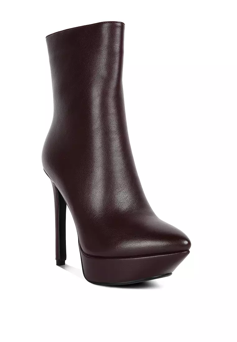 Rag & CO. Burgundy High Heeled Ankle Boot