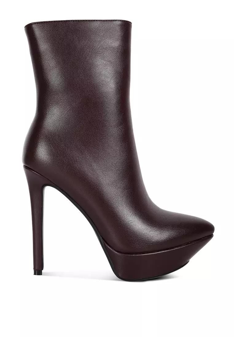 Rag & CO. Burgundy High Heeled Ankle Boot