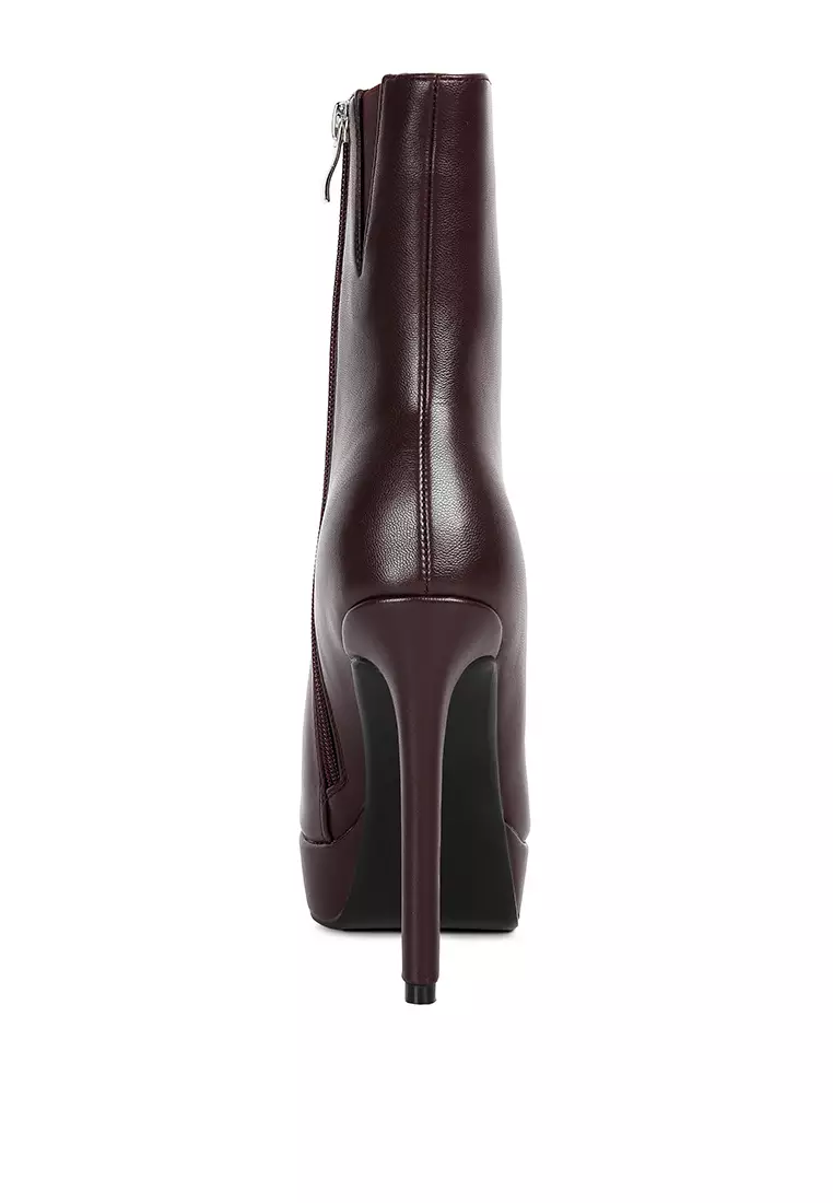 Rag & CO. Burgundy High Heeled Ankle Boot