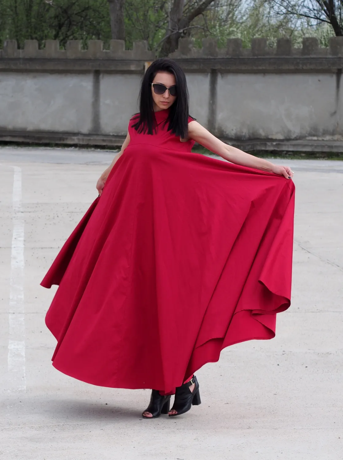 Red Kaftan dress/Red maxi dress/extravagant ling dress Long Party dress/Red eavning dress/