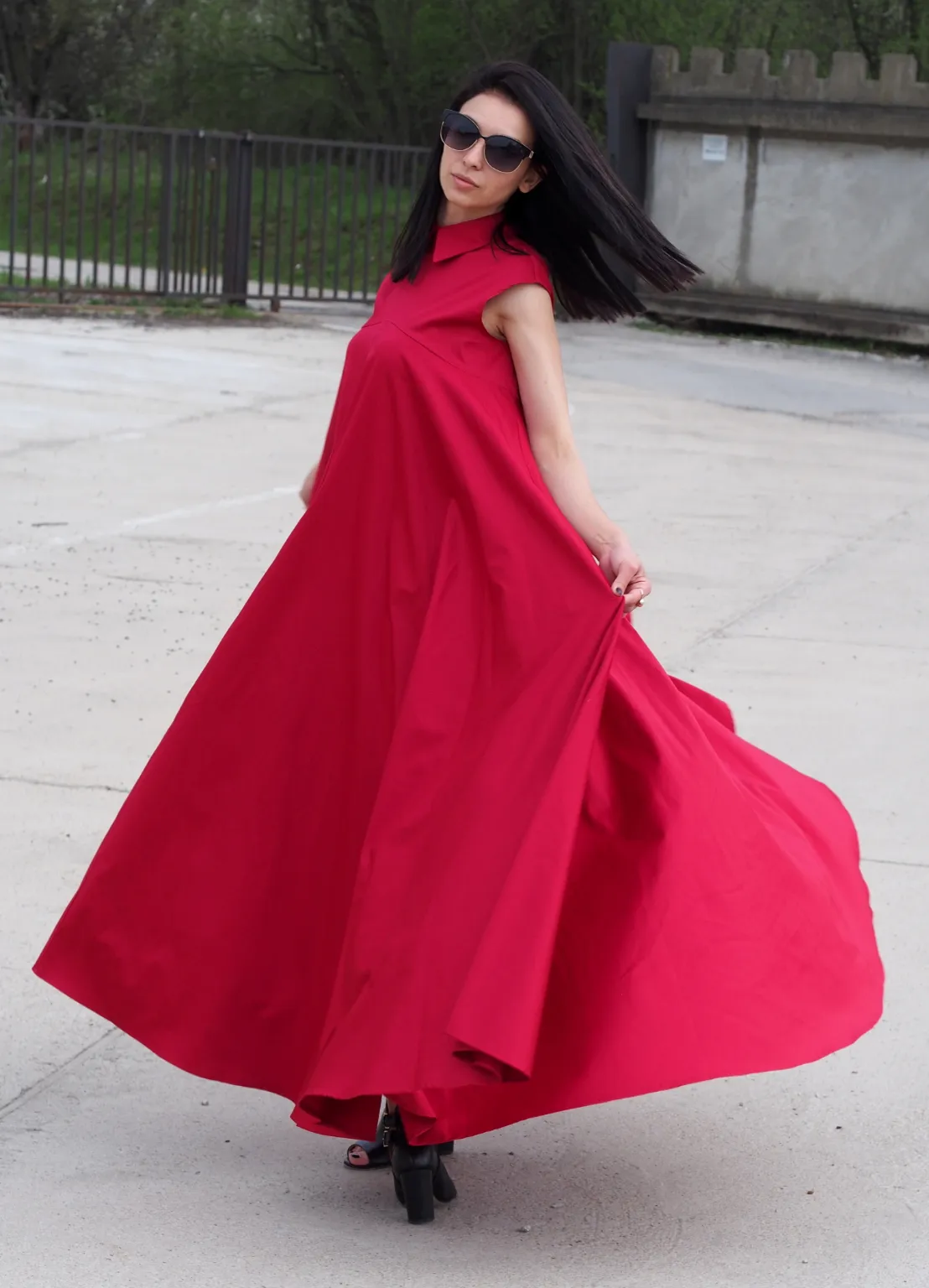 Red Kaftan dress/Red maxi dress/extravagant ling dress Long Party dress/Red eavning dress/