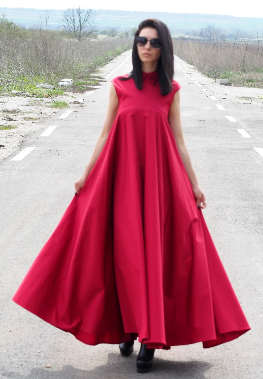 Red Kaftan dress/Red maxi dress/extravagant ling dress Long Party dress/Red eavning dress/