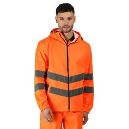 Regatta Mens Hi Vis Pro Packable Waterproof Workwear Jacket