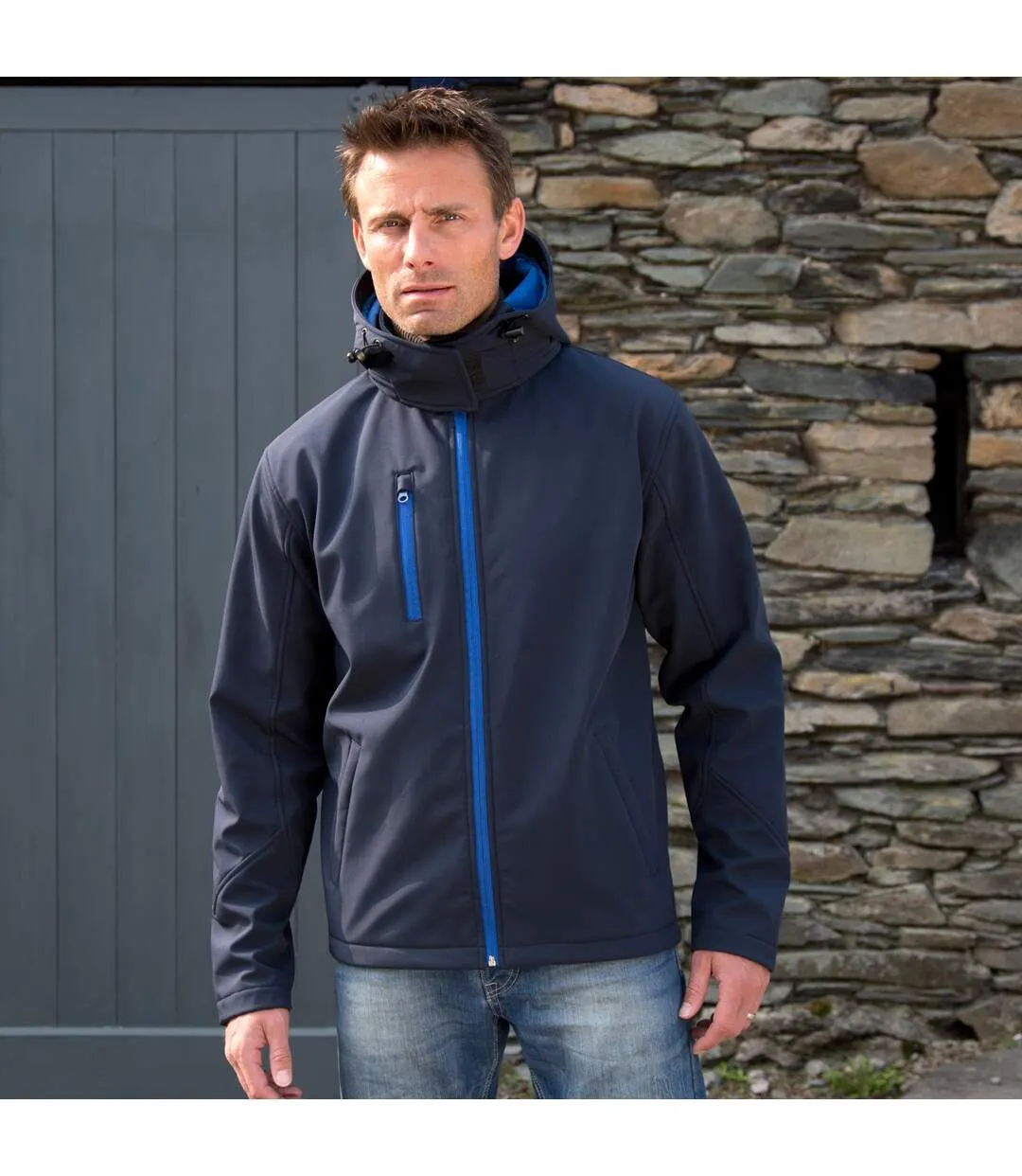 Result Core Mens Lite Hooded Softshell Jacket (Navy/Royal) - UTBC3253