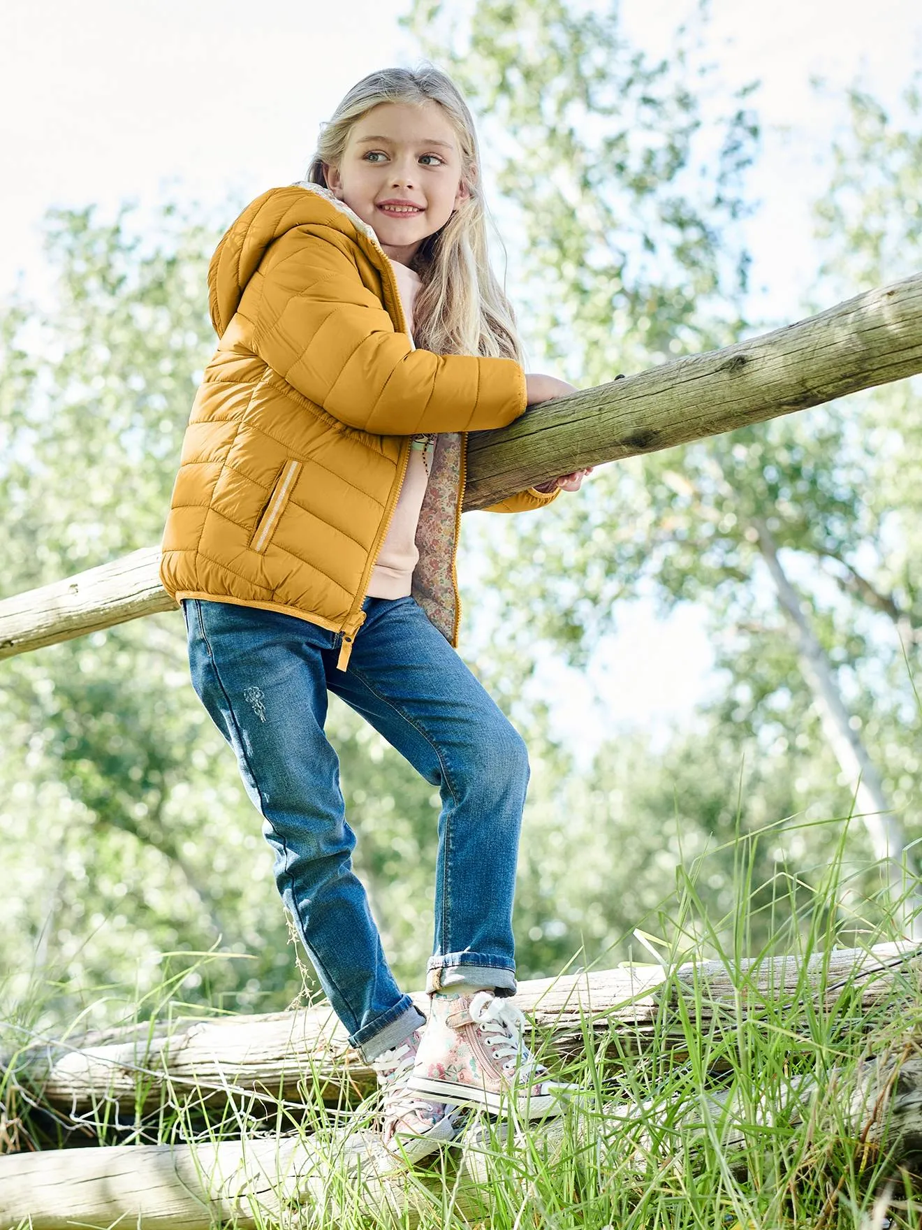 Reversible Lightweight Padded Jacket with Padding in Recycled Polyester, for Girls - 6306