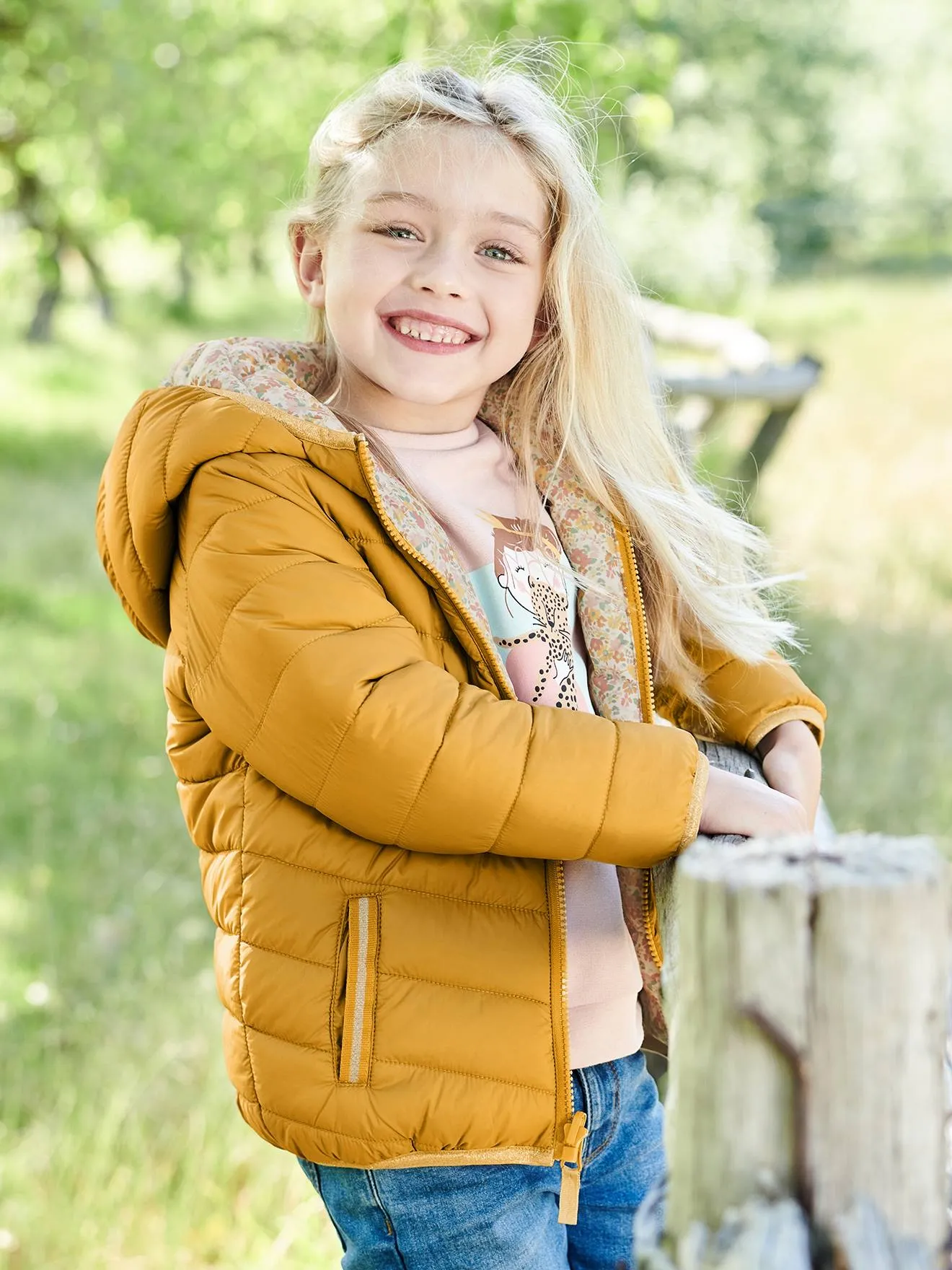 Reversible Lightweight Padded Jacket with Padding in Recycled Polyester, for Girls - 6306