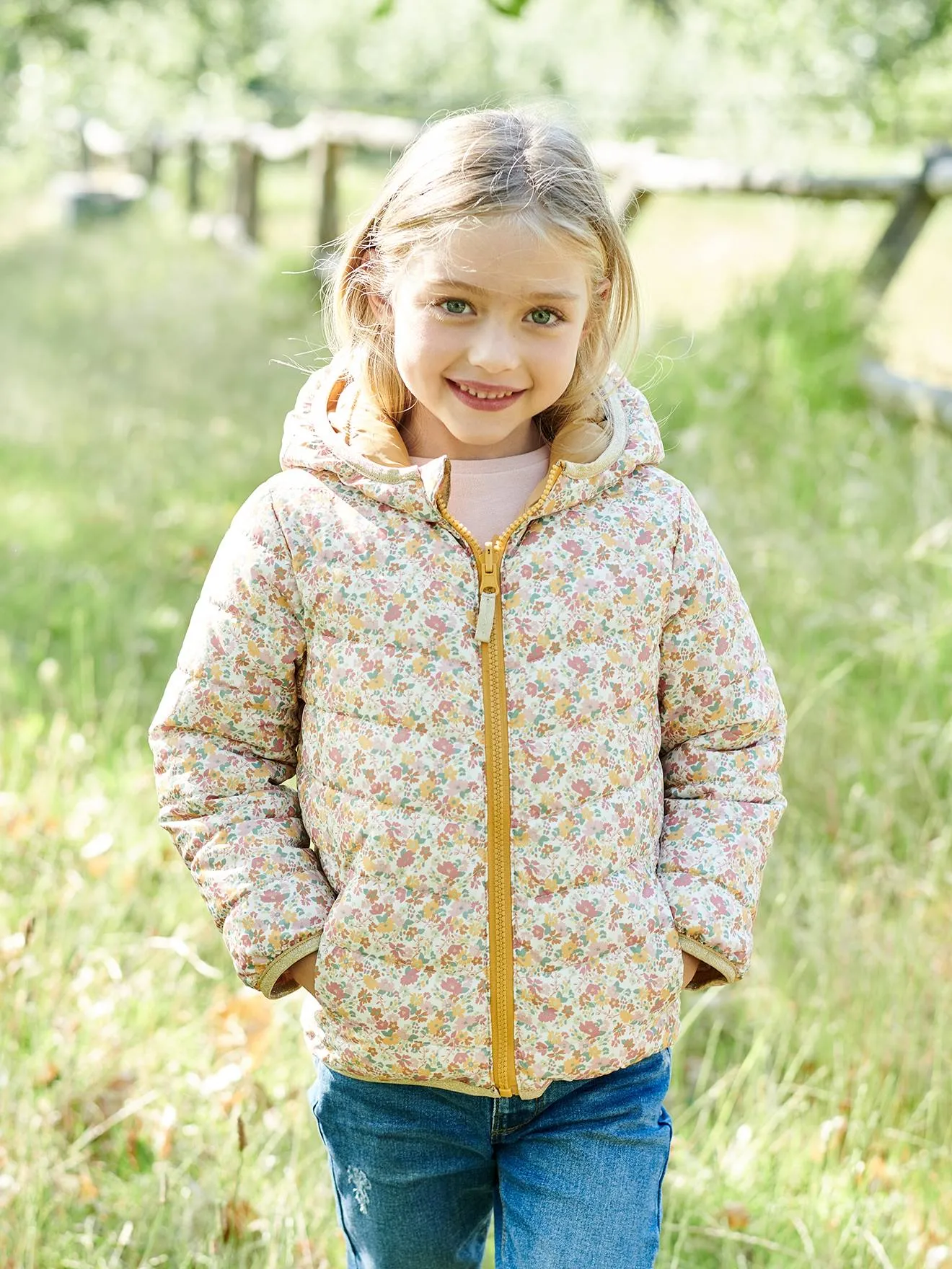 Reversible Lightweight Padded Jacket with Padding in Recycled Polyester, for Girls - 6306