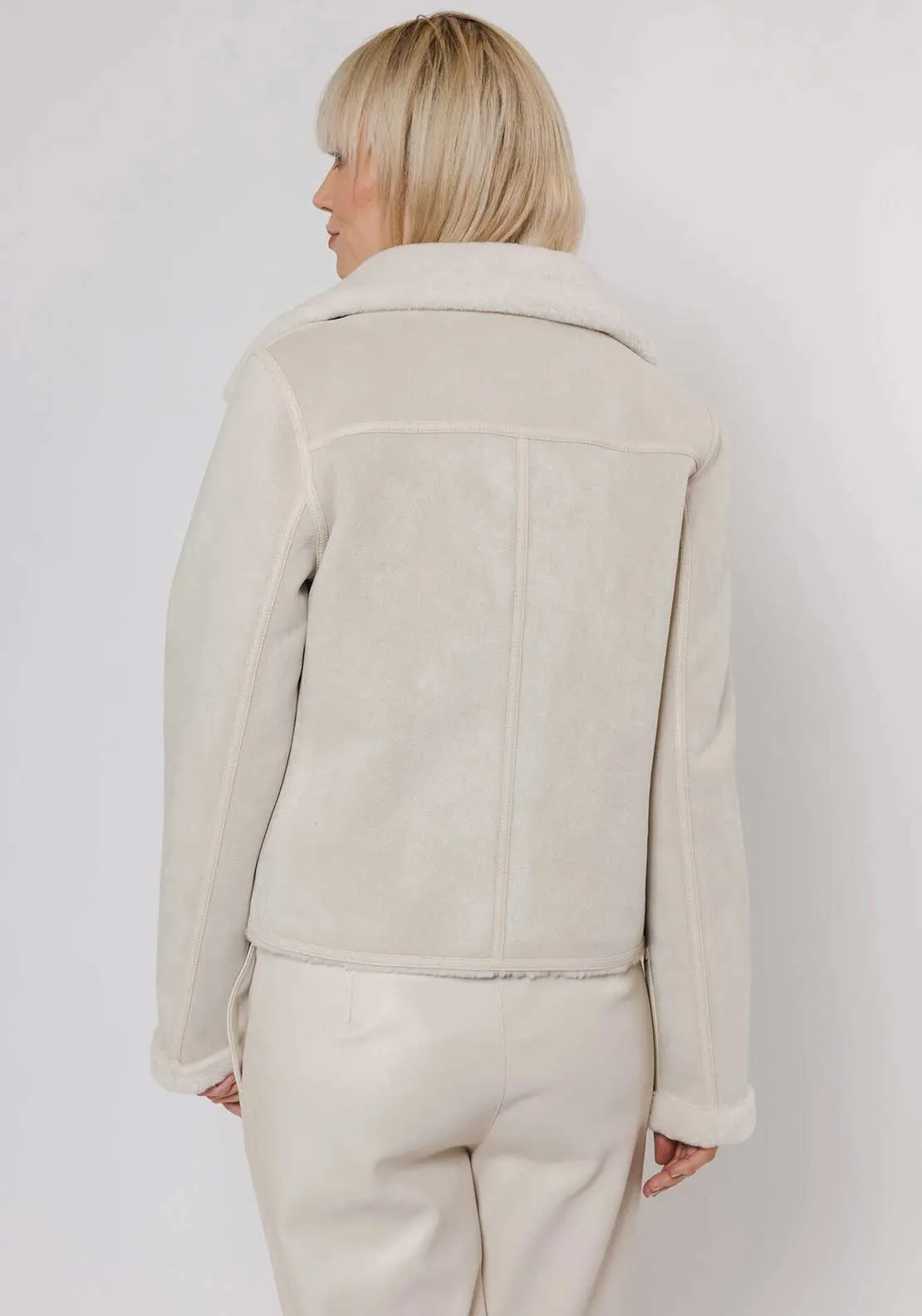 Rino and Pelle Juno Faux Fur Biker Jacket, Birch