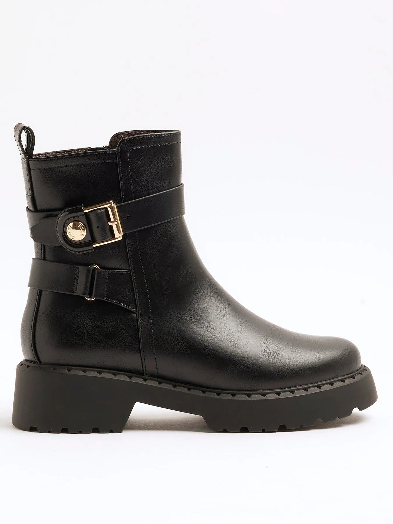 River Island Chunky Buckled Ankle Boot - Black