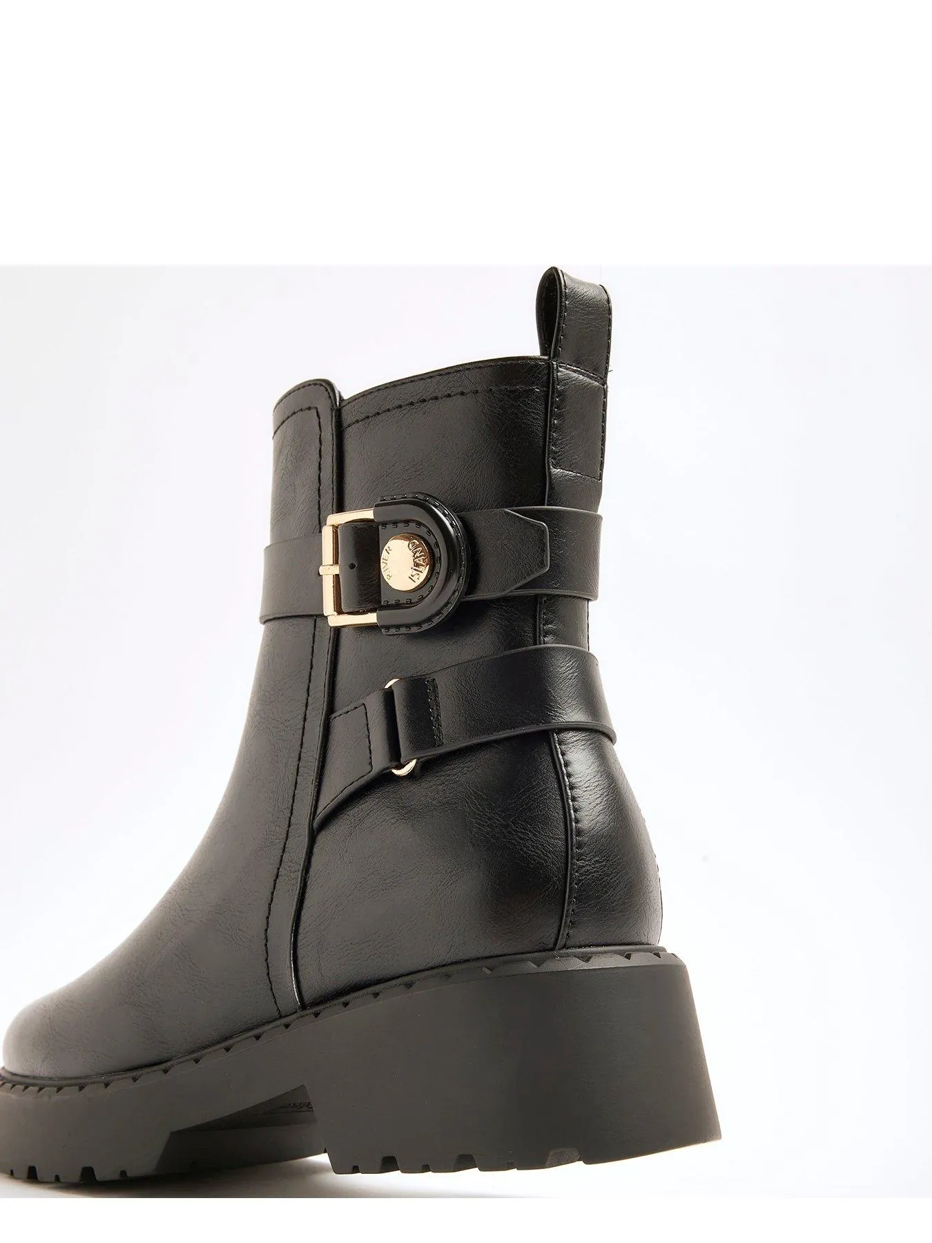 River Island Chunky Buckled Ankle Boot - Black