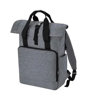 Roll top recycled twin handle laptop backpack one size grey marl Bagbase