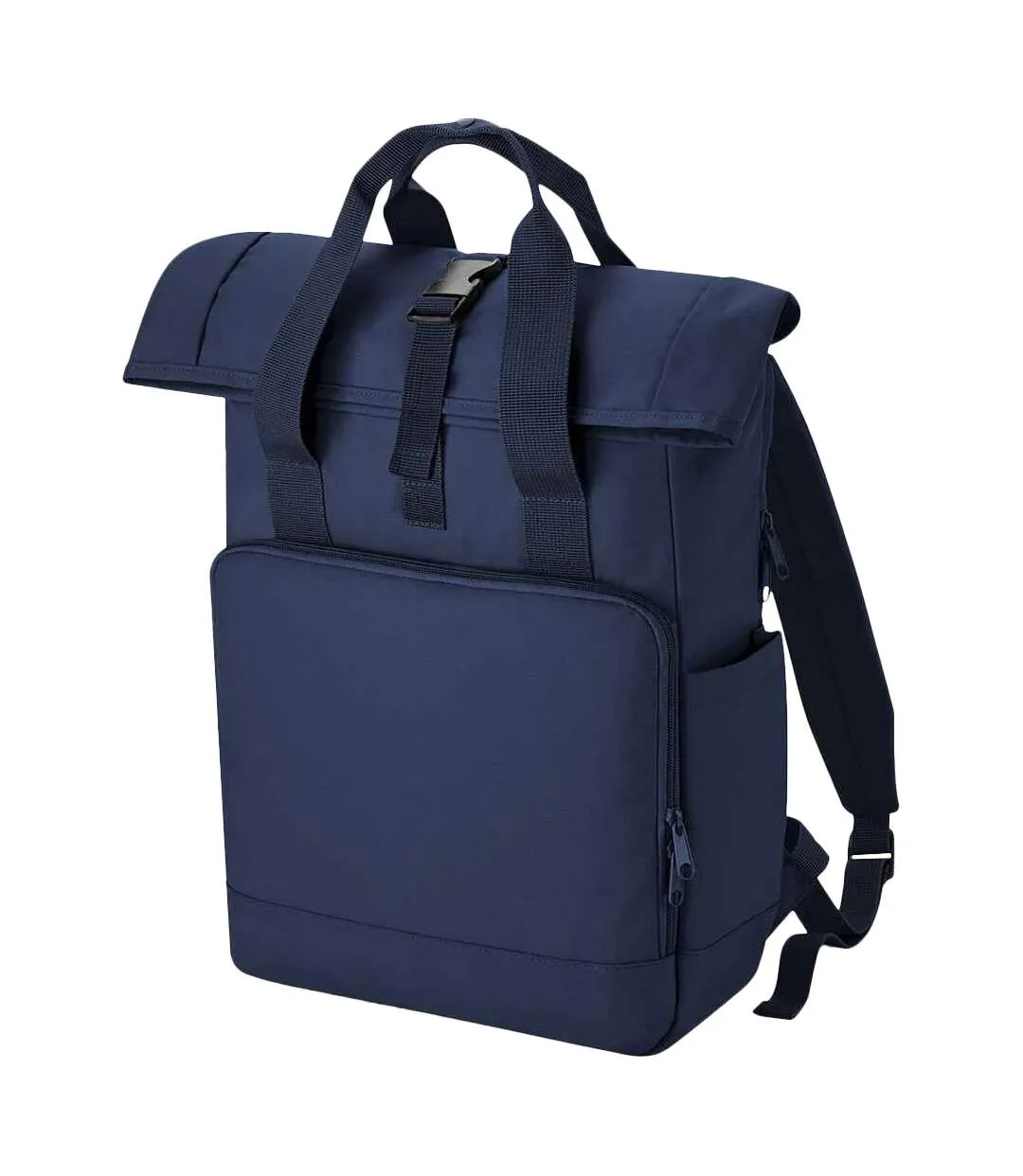 Roll top recycled twin handle laptop backpack one size navy dusk Bagbase