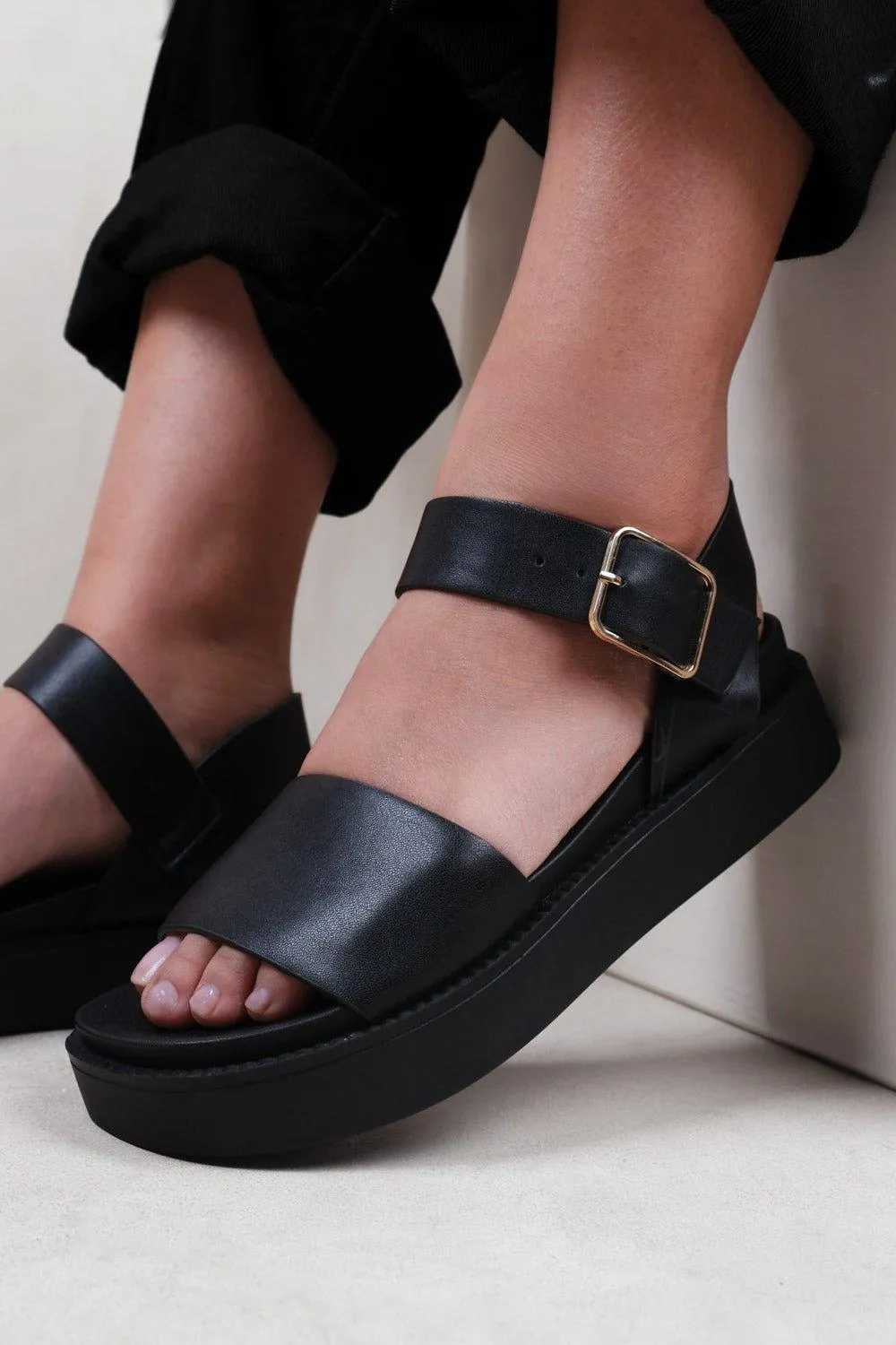 Sandals | 'Phoenix' Classic Flat Sandals With Strap And Buckle Detail | Where's That From