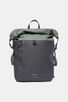 Sandqvist Konrad Water-Resistant Rolltop Backpack (Black/Lichen Green)