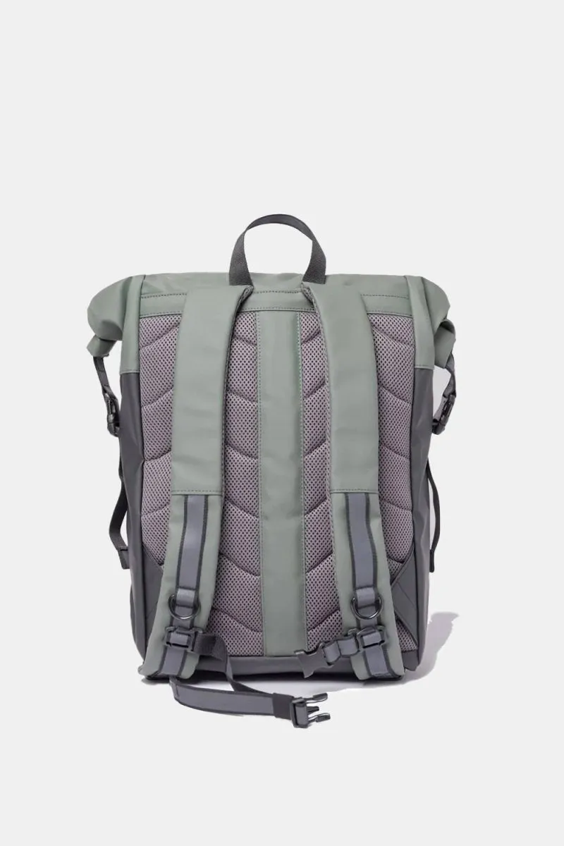 Sandqvist Konrad Water-Resistant Rolltop Backpack (Black/Lichen Green)