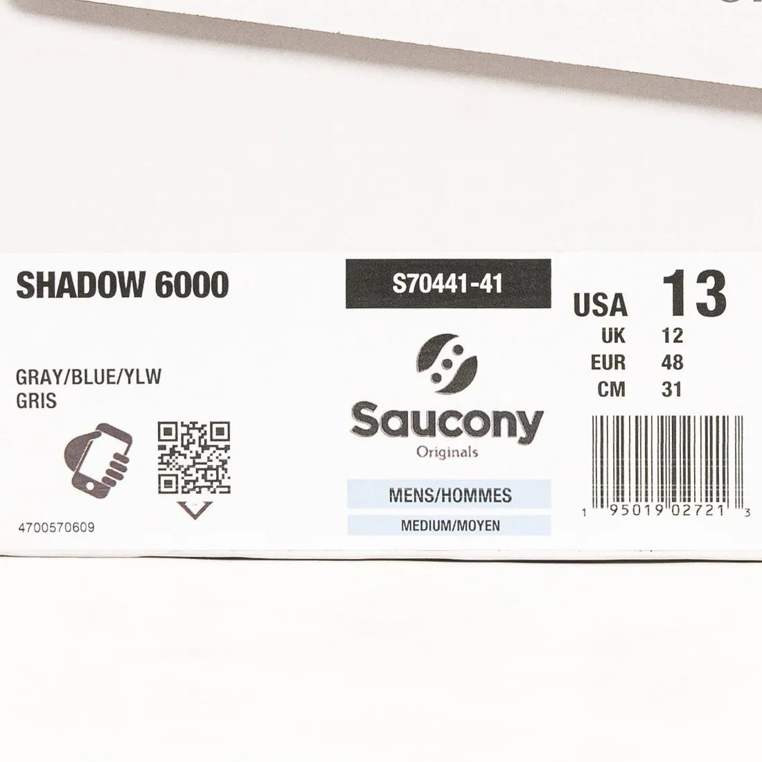 Saucony Men Shadow 6000 (gray / blue / yellow)