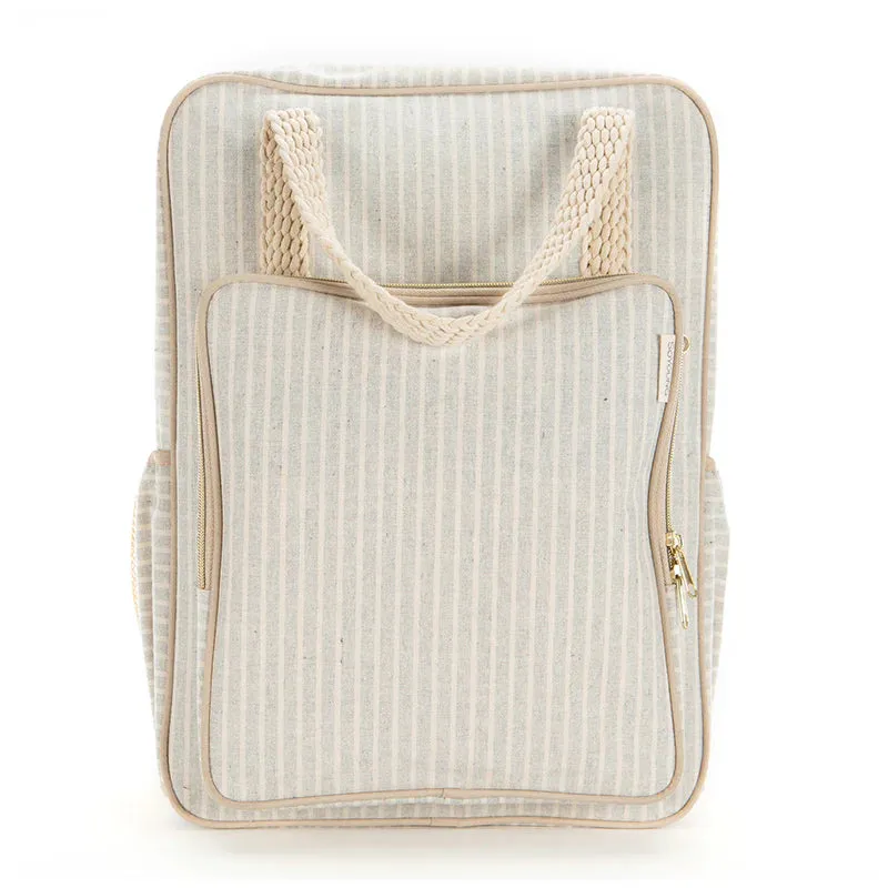 So Young All Day Backpack | Pin Stripe, Navy + Ecru