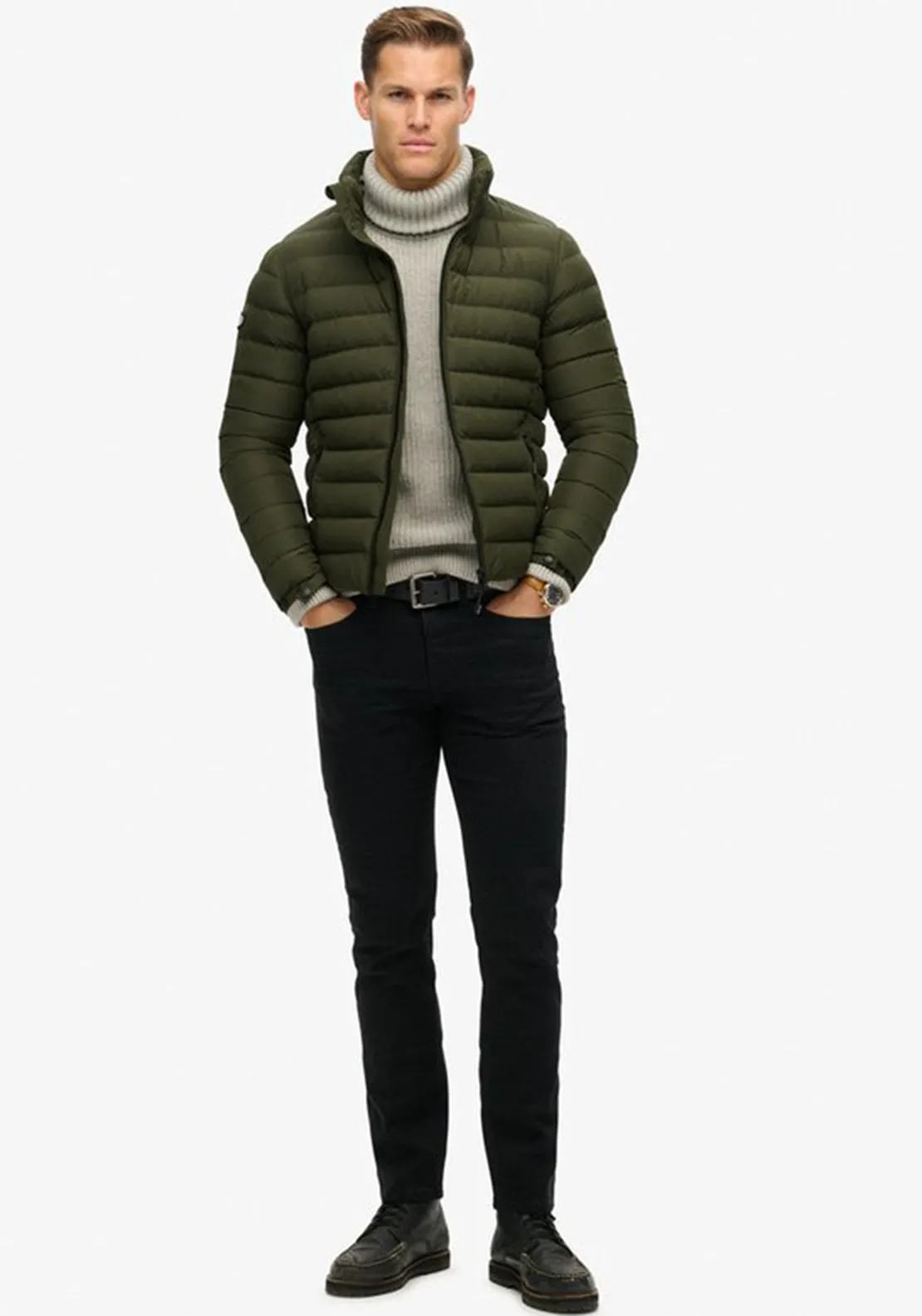 Superdry Fuji Embroidered Padded Jacket, Dusty Olive Green