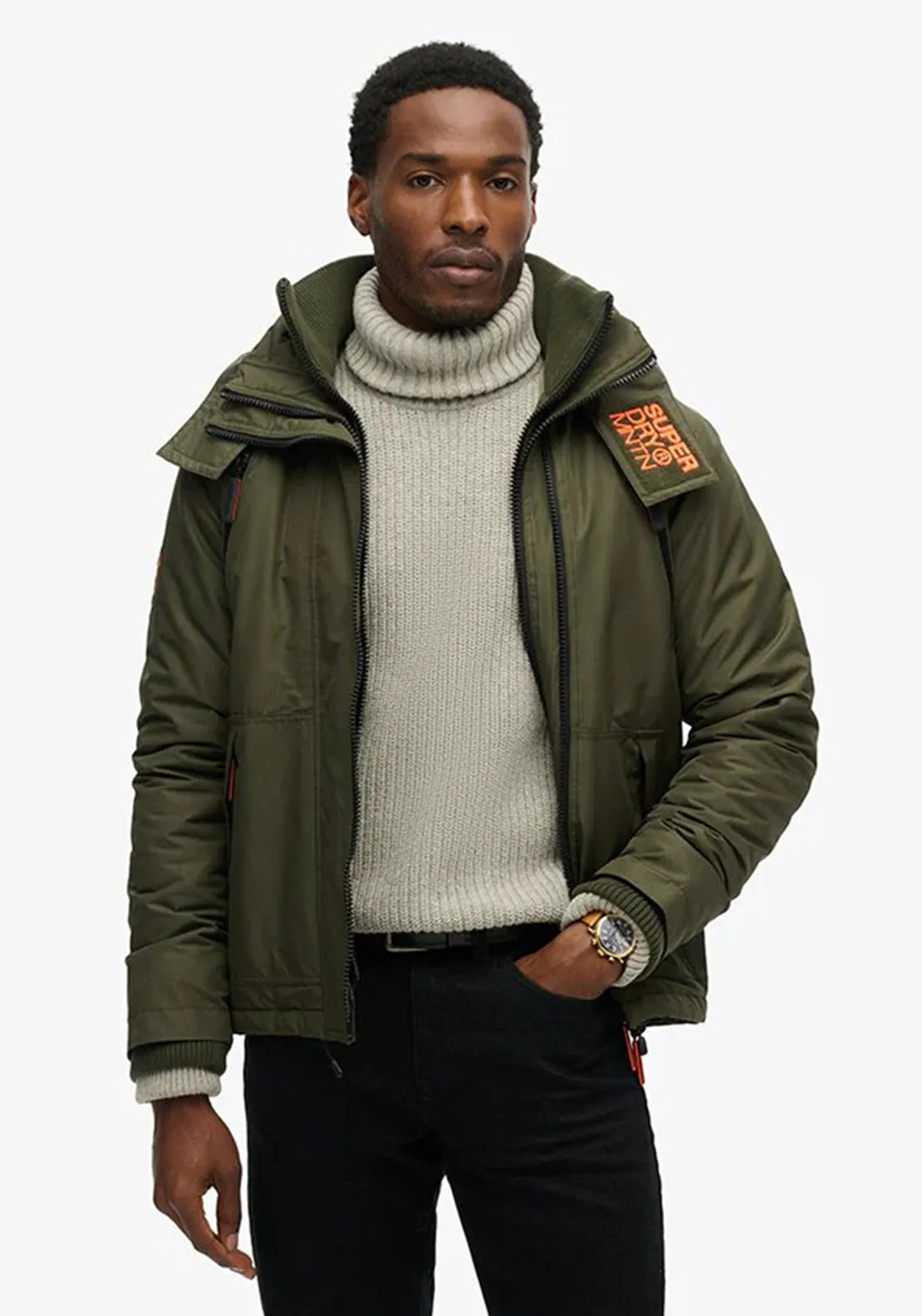 Superdry Hooded Mountain Windbreaker Jacket, Army Khaki