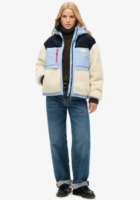 Superdry Womens Hooded Sherpa Jacket, Blue