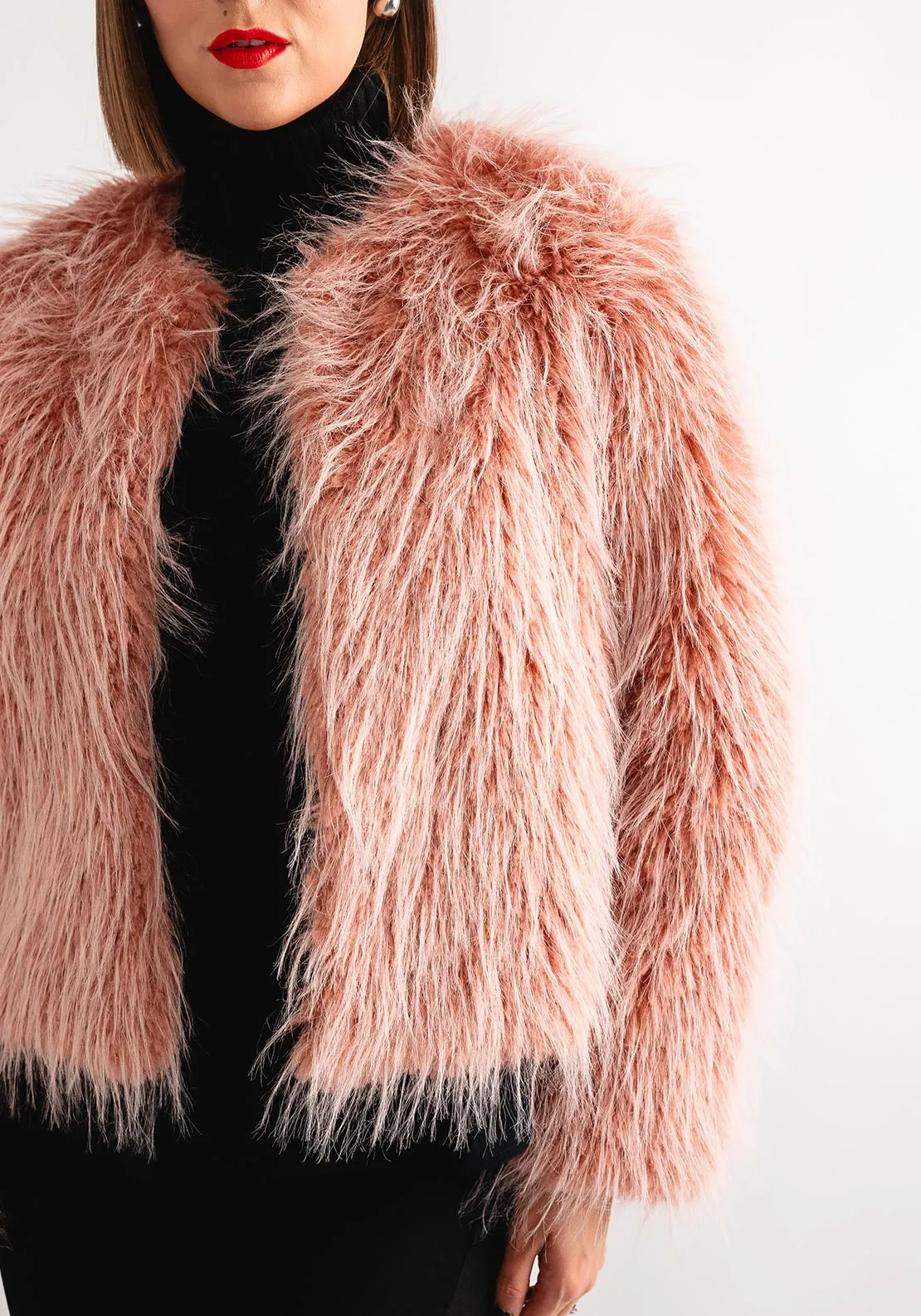 Tiffosi Mula Faux Fur Cropped Jacket, Pink