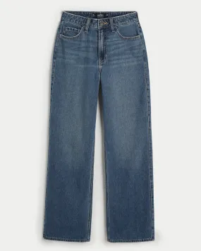 Ultra High-Rise Medium Dark Wash Baggy Jeans