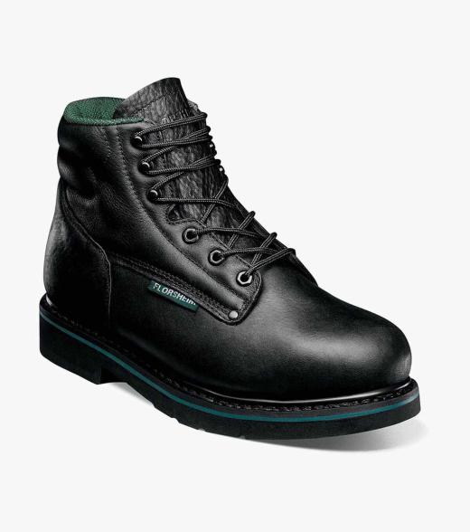 Utility Work Steel Toe Black Plain Toe Lace Up Boot