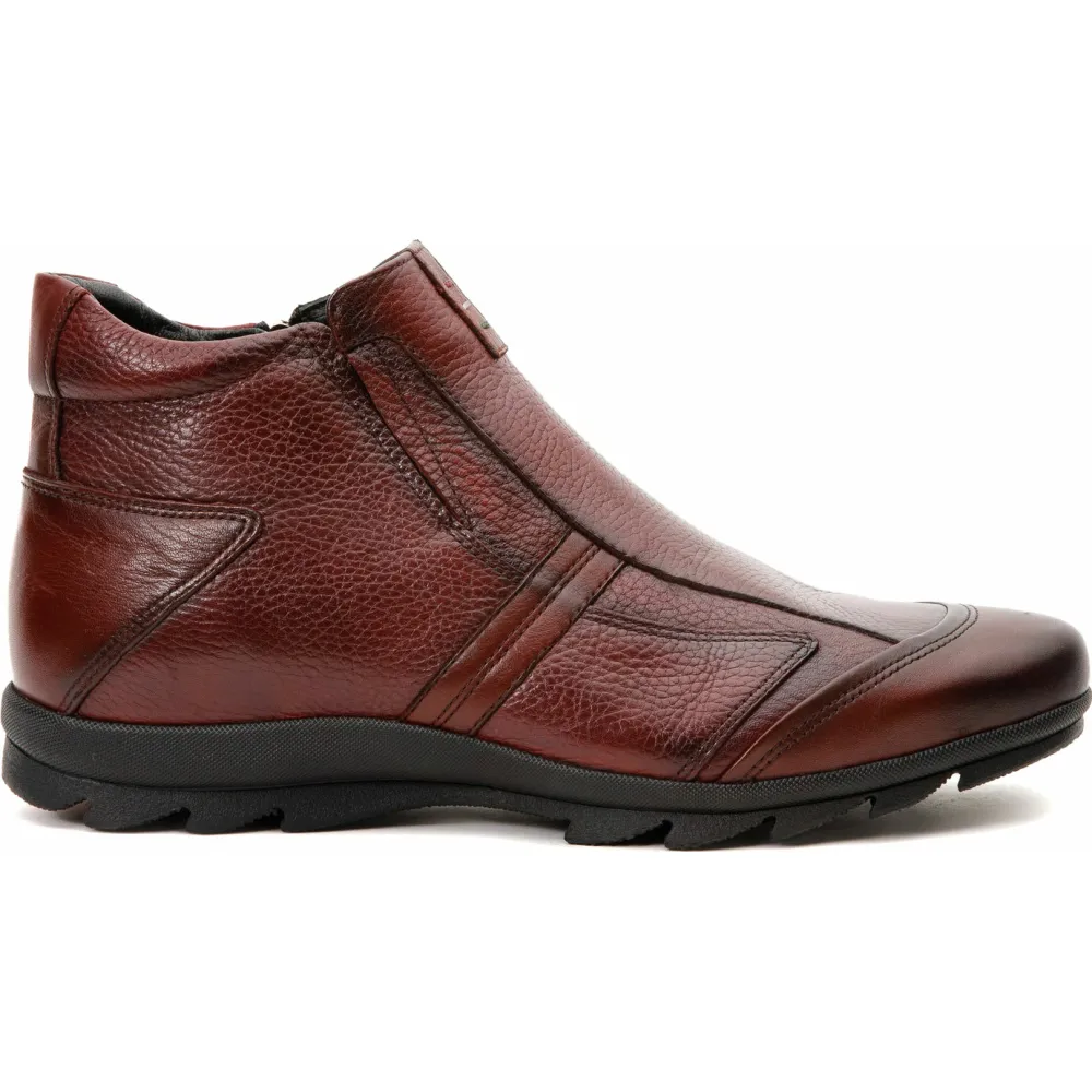 Vinci Leather The Montreal Burgundy Leather Casual Zip-up Ankle Boot (09717 B-3)