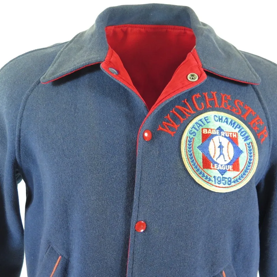 Vintage 50s Babe Ruth Winchester 1958 Jacket Men M Baseball D Pocket Reversible