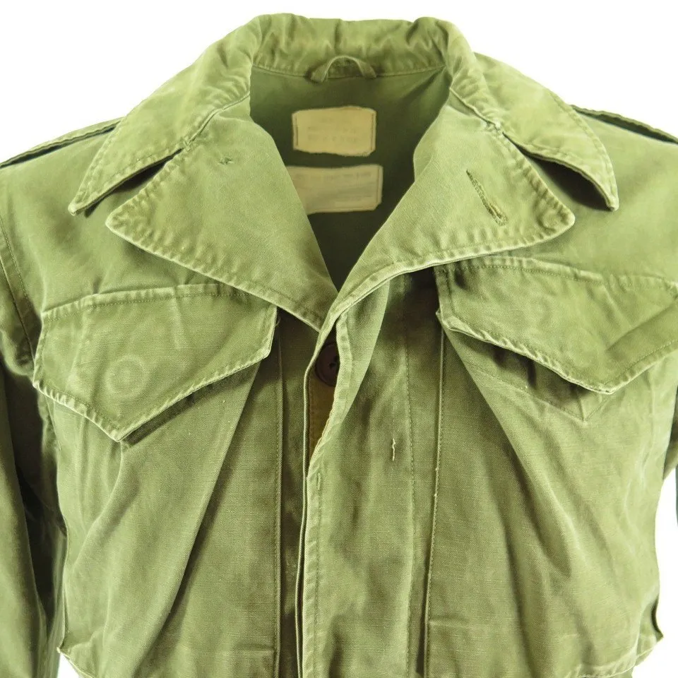 Vintage 50s M-1950 Field Jacket Mens XS Military Army OG 107 Sateen