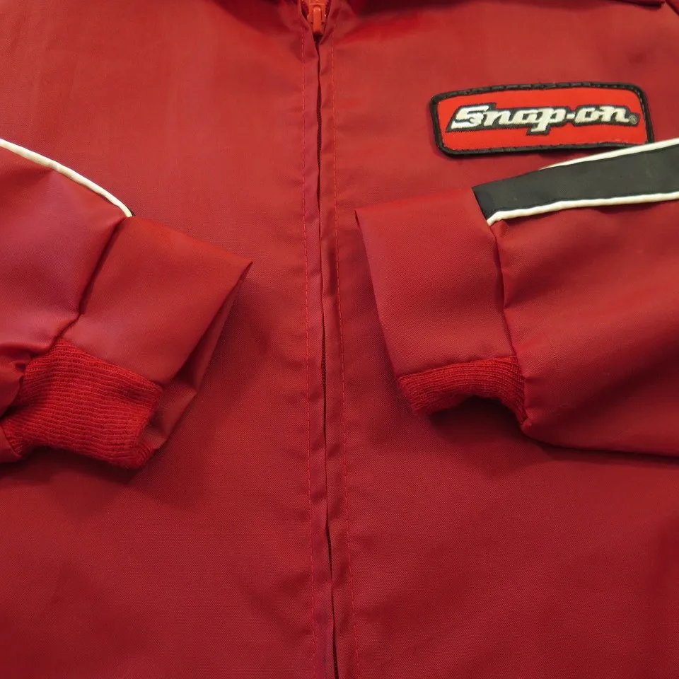 Vintage 70s Snap On Racing Jacket Red Racer Stripe Wide Collar M NOS Deadstock