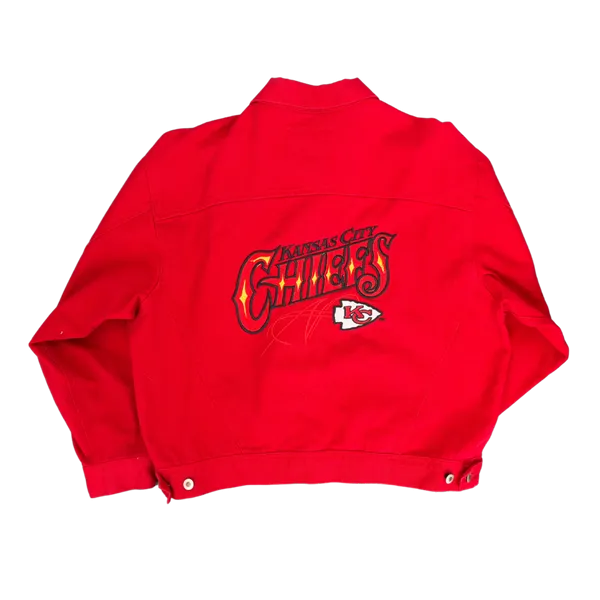 WESTSIDE STOREY VINTAGE | VINTAGE 90S PROLITE DENIM KC CHIEFS JACKET- RED